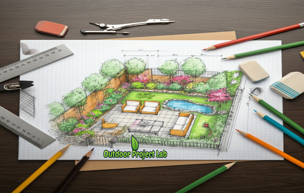 Simple Backyard Drawing to Design Outdoor Space