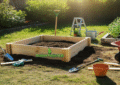 DIY raised garden bed made with reclaimed wood on a budget