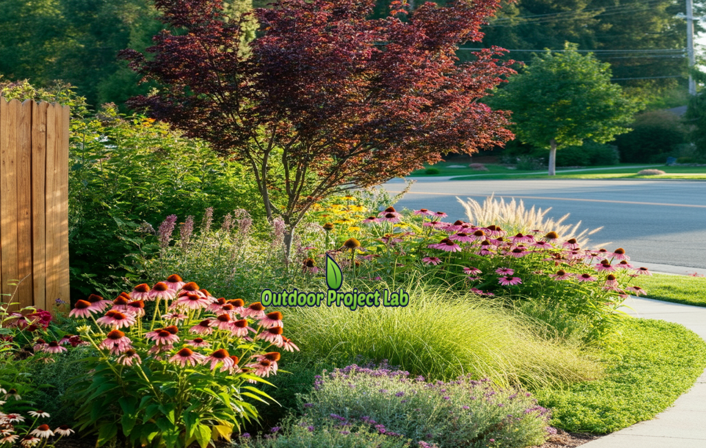 Colorful Devil Strip Lawn with Drought-Tolerant Plants