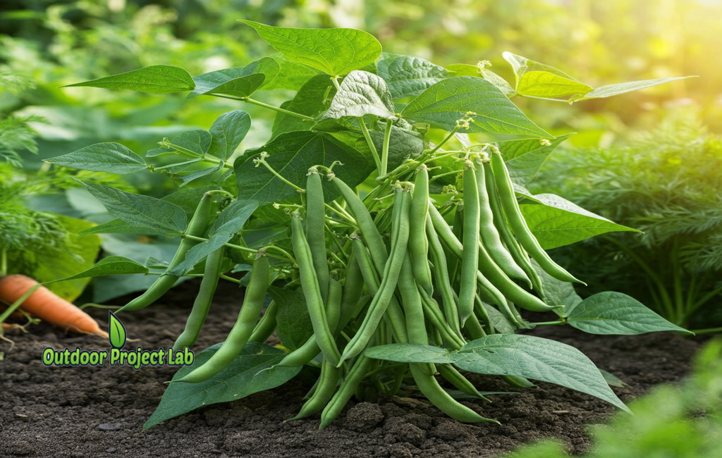 Healthy Roma II Bush Beans Growing in Home Garden