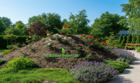 Colorful Flower Garden Mound in a Backyard Landscape