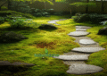 Serene Moss and Stone Garden Pathway with Natural Stones and Greenery
