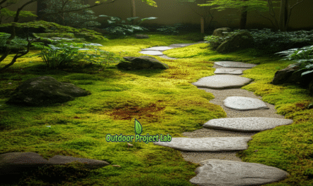 Serene Moss and Stone Garden Pathway with Natural Stones and Greenery